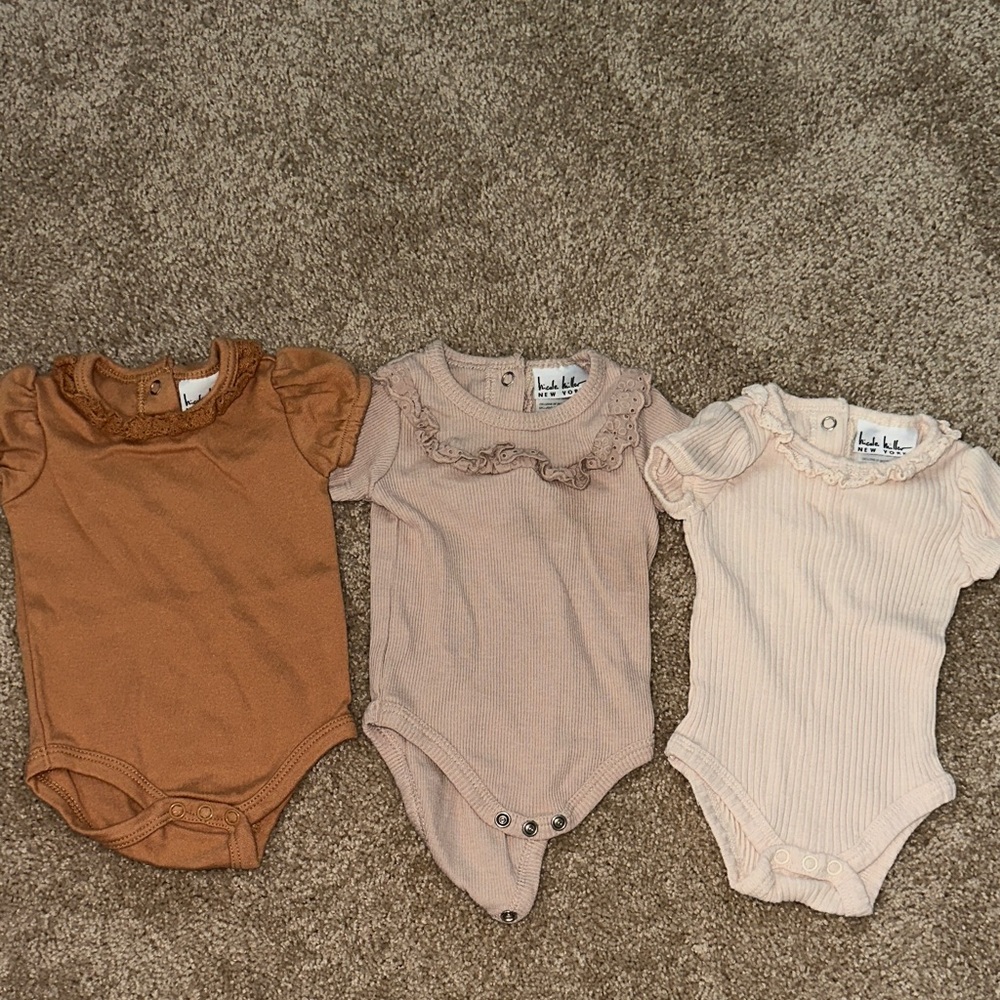 Adorable Kids Bodysuits Trio - Brown, Pink, Cream